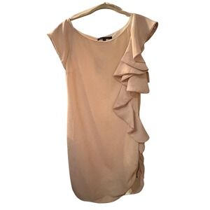 Blaque Label Cream Ruffle Side Mini Dress BQD238 Cap Sleeve Size S NEW